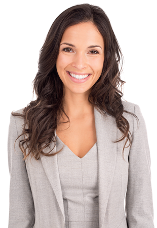 A smiling woman in a business suit
