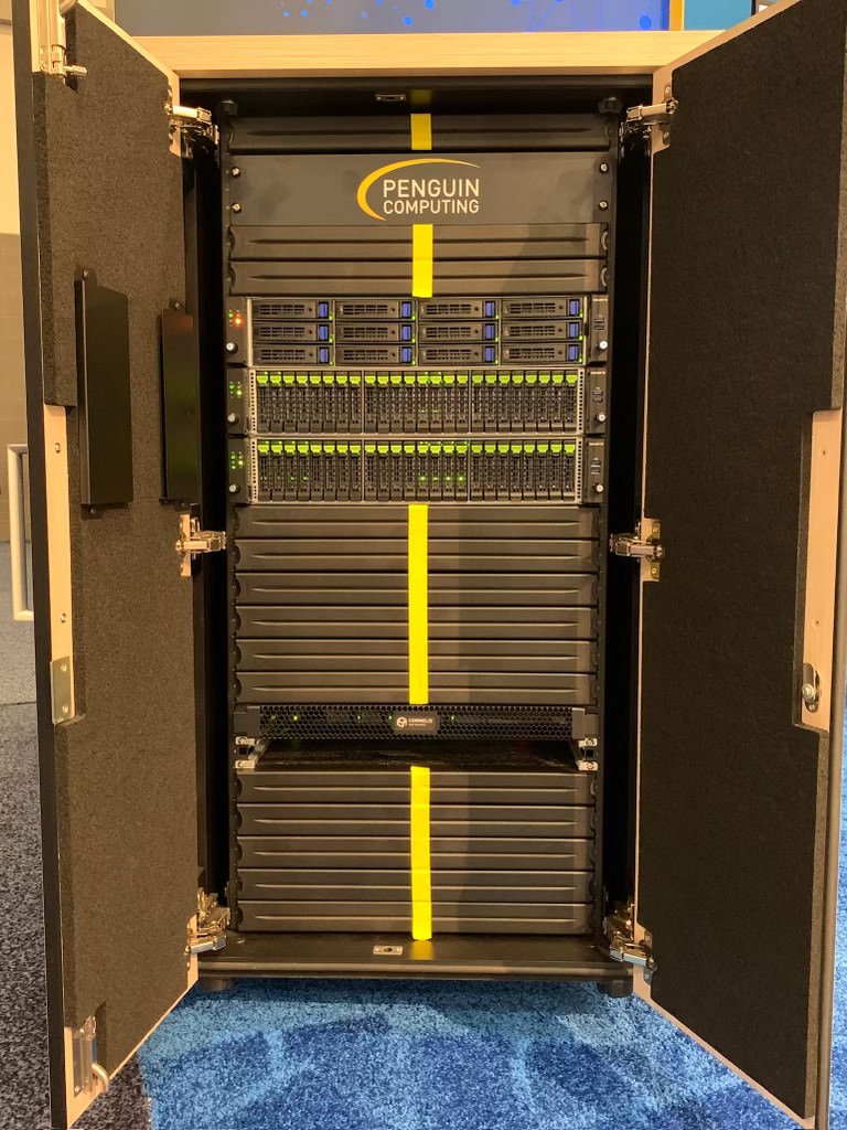 A large Penguin Computing server rack for demo and display.